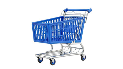 Blue Shopping Cart on White Background