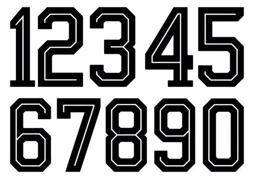 Jersey Number Typography Vector Illustration for Sports Uniform and Team Design