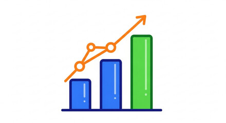 Colorful graph with bars and an upward trending orange line