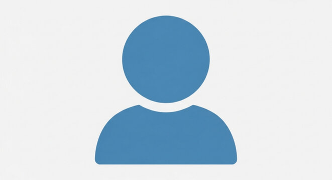 Blue silhouette of a person icon on a for user profile or avatar