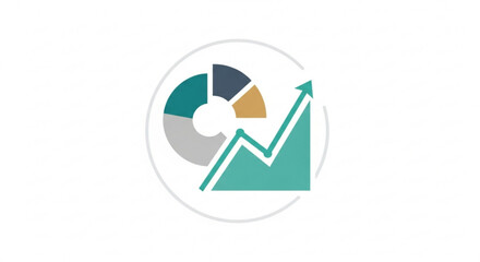 Colorful graph and chart icon with an upward trend arrow