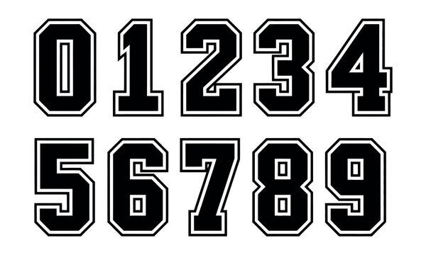 Athletic Jersey Numbers Clipart Set featuring bold varsity-style typography and block numerals for sports team uniforms.