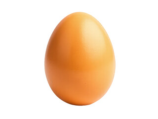 Single orange egg on a clean white surface