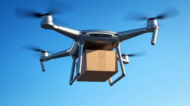 Drone delivery system with cardboard box in flight