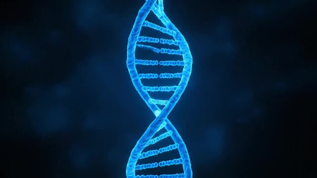 Glowing blue DNA double helix structure, genetic engineering concept, biotechnology background, scientific research illustration, medical education visual, DNA sequencing theme