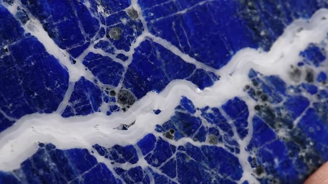 Close-up of Striking Blue and White Sodalite Gemstone