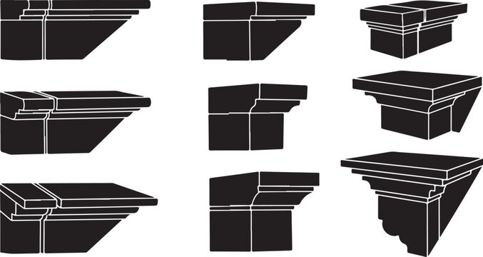 Collection of black and white architectural corbel designs