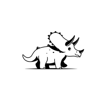 Triceratops. Triceratops simple black and white line art vector logo