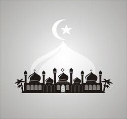 Islamic illustration background image with mosque