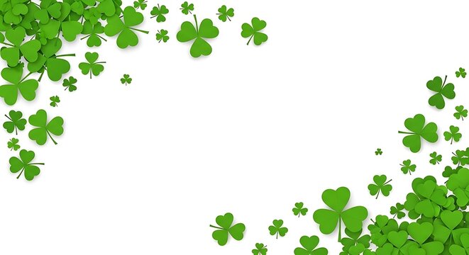 Vibrant green shamrocks on white background
