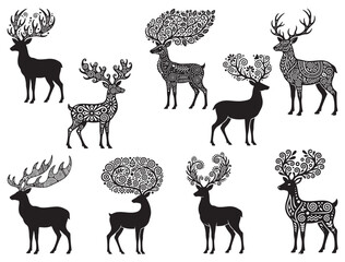 Fototapeta premium FOLK ART DEER SILHOUETTE