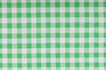 Green and white checkered, pattern, design, cotton fabric for sewing, texture background
