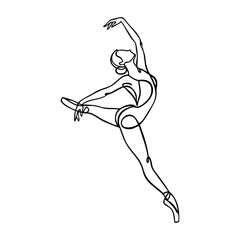 Dibujo de trazo único de bailarina de ballet bailando con zapatillas de punta  © teracreonte