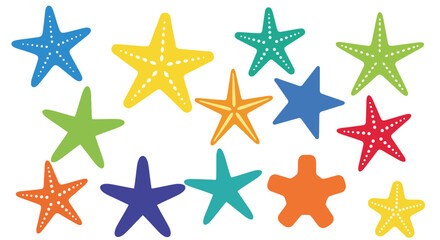 Obraz premium colorful starfish, vibrant starfish pattern, whimsical starfish collage, playful starfish illustrations, variety of starfish shapes and colors, abstract starfish motif, textured starfish design, multi