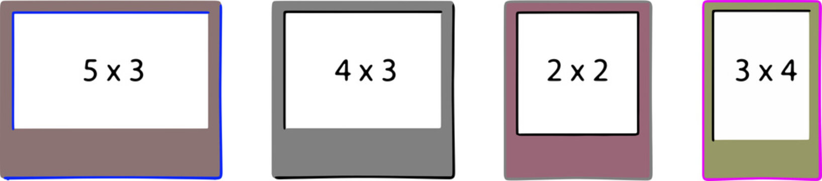 Aspect ratio, frame size, rectangle, grid, layout, template, design elements, dimensions