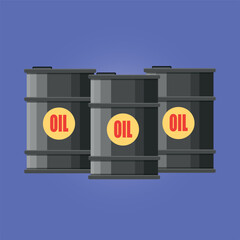 Oil Barrels Energy Industry Concept Flat Vector Illustration