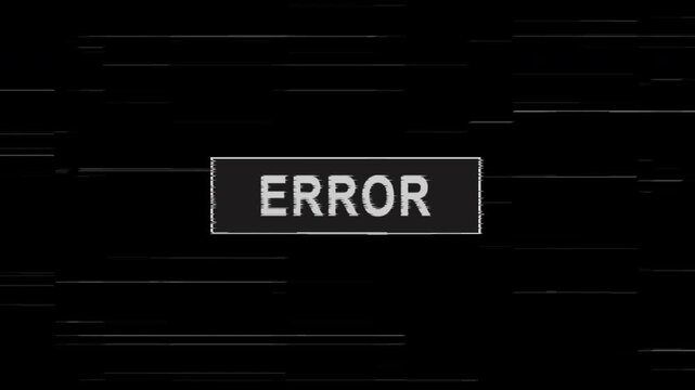 Error Screen with Digital Glitch Noise and Horizontal Distortion on Black Background