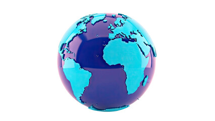 Fototapeta premium Glossy Blue Earth Globe Showing Continents