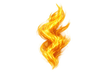 Burning fire flame creating swirls, glowing with orange and yellow sparks, transparent background for design elements