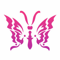 Tribal Butterfly Illustration, Pink Insect Vector Design for Tattoo