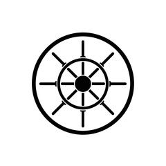 Obraz premium Black and white ship steering wheel.