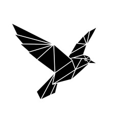 Black bird in flight polygonal style.