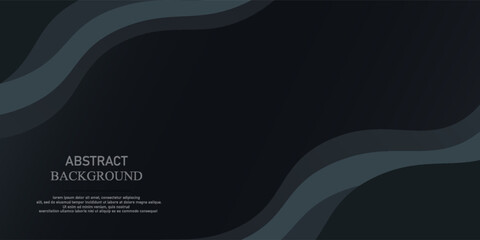Dark gray dynamic abstract vector background with shadow, blend wavy line, and simple design.