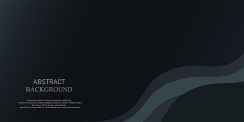 Dark gray dynamic abstract vector background with shadow, blend wavy line, and simple design.
