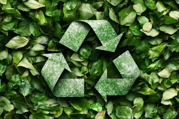 Green recycle symbol icon environment background.