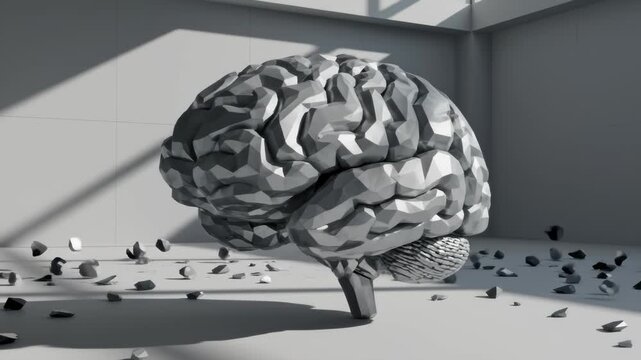 Geometric Brain Forming From Debris in an Empty Room, Concept of Idea