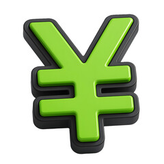 Obraz premium 3D Green and Black Yen or Yuan Currency Symbol Icon isolated on white background for Finance and Banking concepts