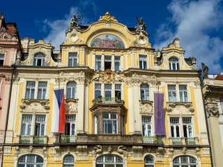 Fototapeta premium Charming historic building of Art noveau in Prague Czech REpublic