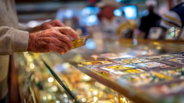 Hands arranging collectible memorabilia inside a customdesigned case highlighting unique inserts autographed prints and special edition extras for fans.