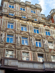 Fototapeta premium wonderful sample of a cubism building using geometrical shapes in Prague Czech Republic