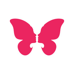 Naklejka premium Women's Day butterfly silhouette vector clipart with female faces for celebration design