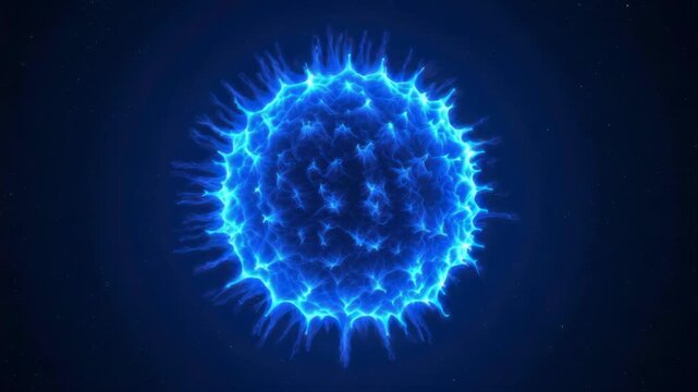 Abstract Blue Energy Sphere Pulsating in Dark Space with Stars