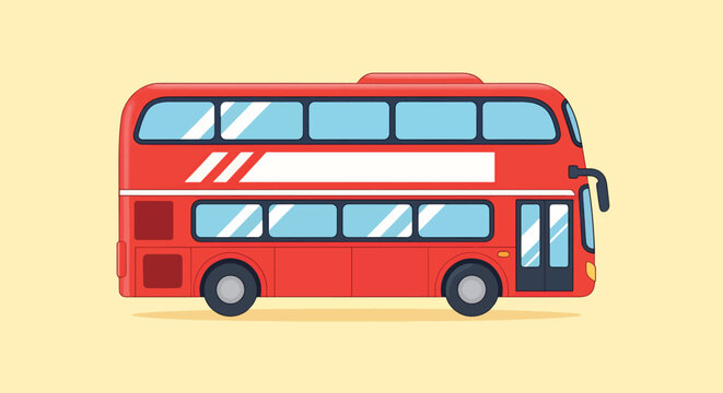 Red Double Decker Bus Illustration.