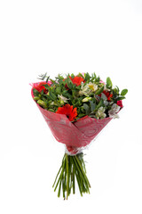 Beautiful bouquet of flowers isolated on white background. studio shot