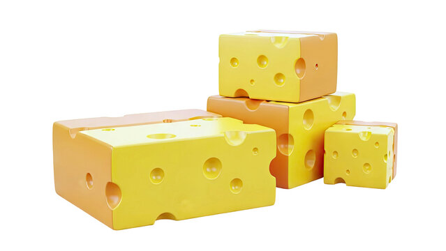 Stack of cartoon cheese blocks with holes
