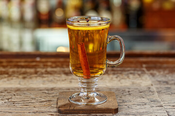 Non-alcoholic mulled wine in a glass