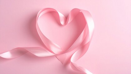 Elegant Pink Ribbon Heart on Matching Background - Symbol of Love and Support.