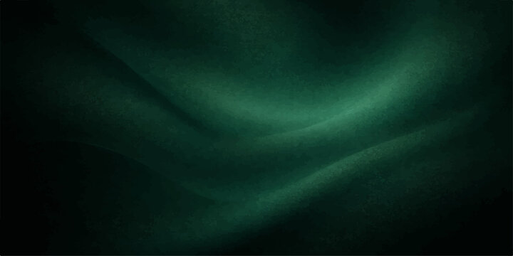 A luxurious dark green abstract background featuring smooth flowing waves of silk fabric with soft light patterns and purple vector curves for a modern textile design