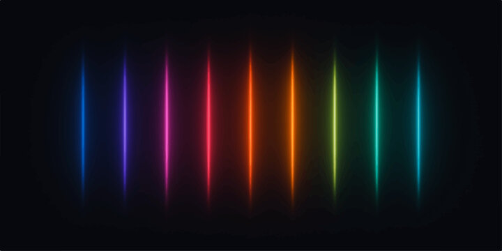 Abstract colorful background with bright rainbow waves and glowing digital lines on a black texture for a modern music equalizer design vector illustration