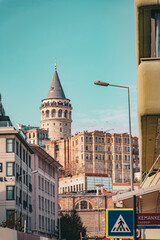 vertical telephoto view of Historic in Kemankeş Karamustafa Paşa, Beyoğlu, Tu...