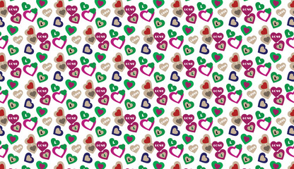 Obraz premium seamless pattern with flowers colorful hearts with variation of shapes
