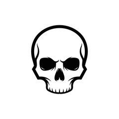 Fototapeta premium Black and white skull illustration symbol.