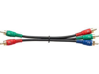 A close-up view of a component video cable on a transparent background