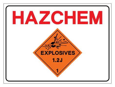Hazard Chemical Classs 1 Explosives 1.2J Symbol Sign , Vector Illustration, Isolate On White Background Label.EPS10