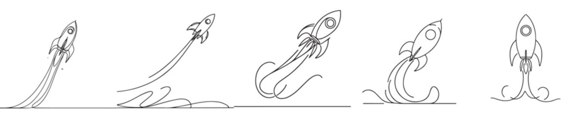 rocket vector with continuous line style