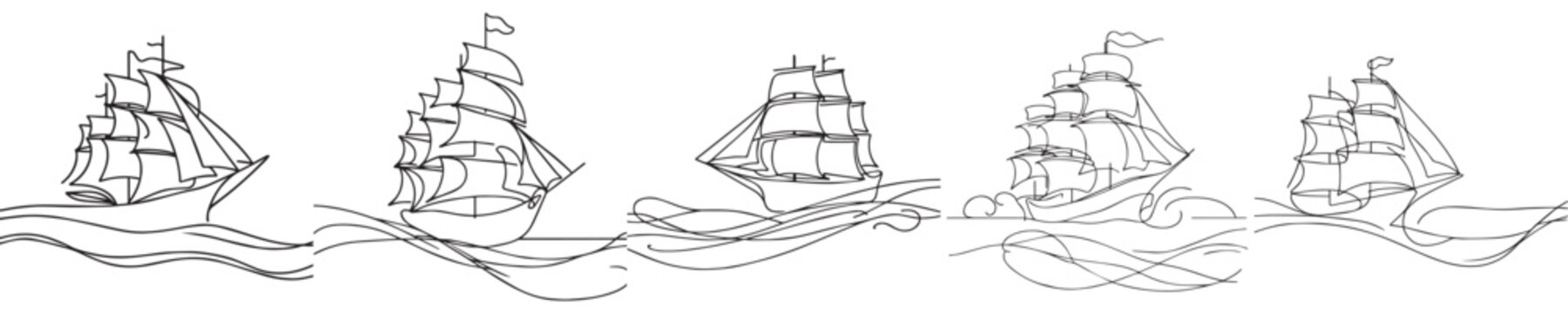 ship vector with continuous line style